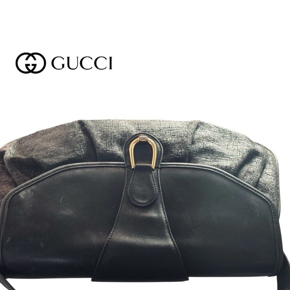 Authentic--Vintage Gucci Shoulder/ crossbody Bag – Textured pony hair- leather - Picture 5 of 8